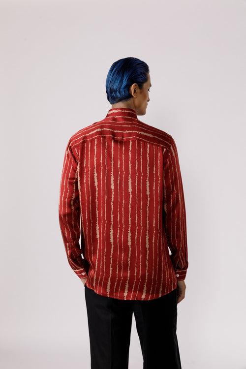 Red cascade silk shirt