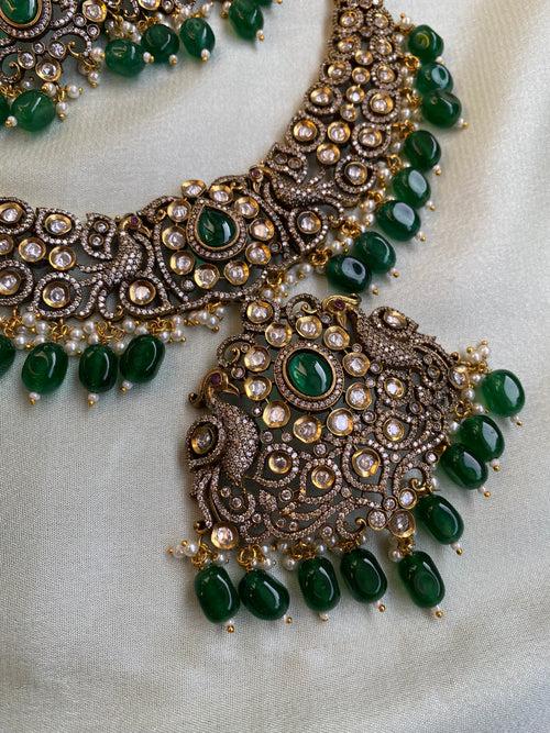 Premium Victorian Peacock Necklace with Earrings