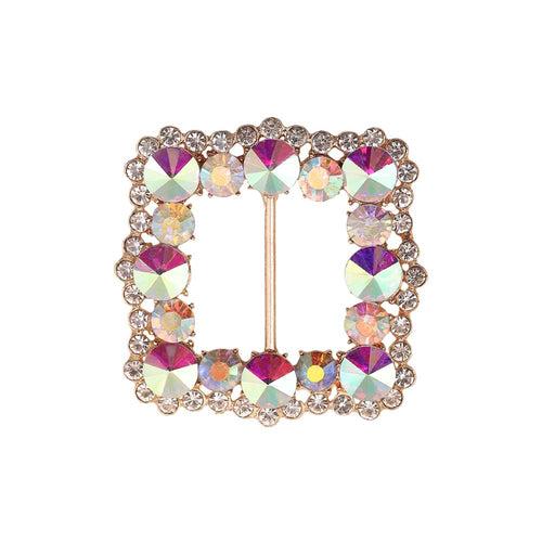 Rounded Square Shiny Diamond Sliding Belt Buckle