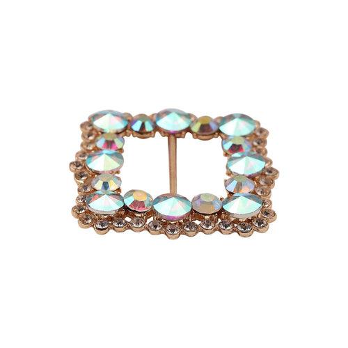 Rounded Square Shiny Diamond Sliding Belt Buckle