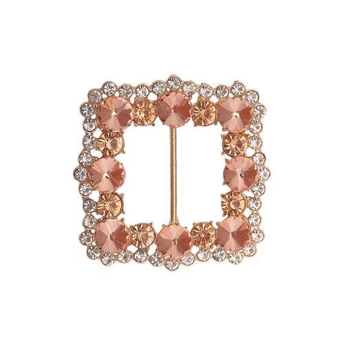 Rounded Square Shiny Diamond Sliding Belt Buckle