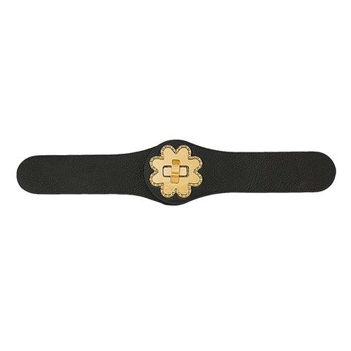 Premium Metallic Gold Flower Closure Clasp PU Belt Buckle