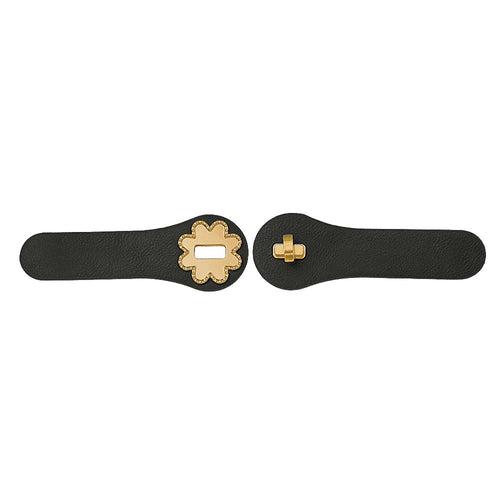 Premium Metallic Gold Flower Closure Clasp PU Belt Buckle