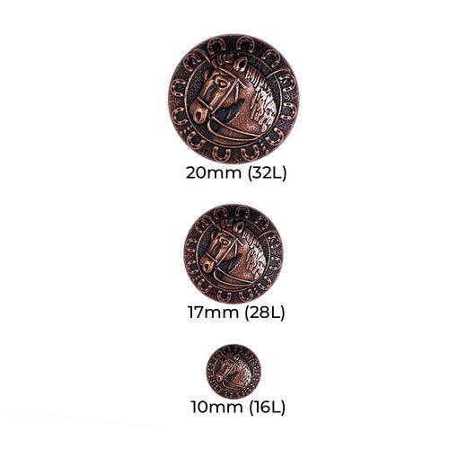 Western Style Antique Vintage Finish Horse Design Metal Buttons