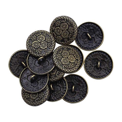 Intricate Flower Design Antique Finish Metal Buttons for Sherwani