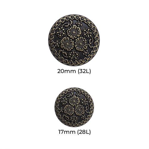 Intricate Flower Design Antique Finish Metal Buttons for Sherwani