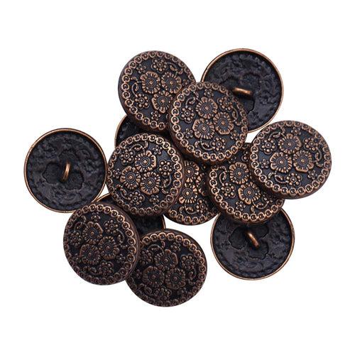 Intricate Flower Design Antique Finish Metal Buttons for Sherwani