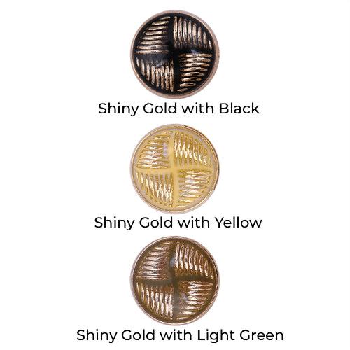 Western Style Checks & Lines Design Lamination Metal Buttons