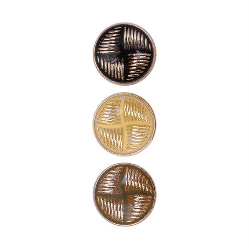 Western Style Checks & Lines Design Lamination Metal Buttons