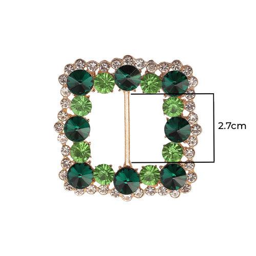 Rounded Square Shiny Diamond Sliding Belt Buckle