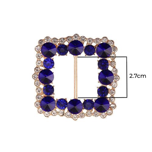 Rounded Square Shiny Diamond Sliding Belt Buckle