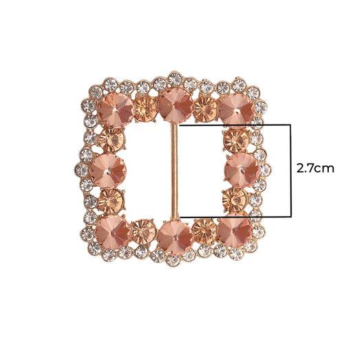 Rounded Square Shiny Diamond Sliding Belt Buckle