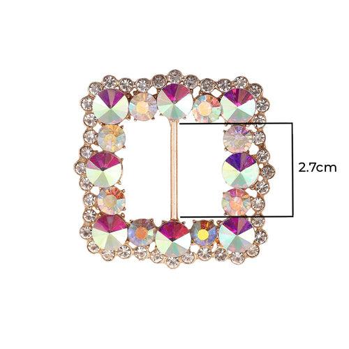 Rounded Square Shiny Diamond Sliding Belt Buckle