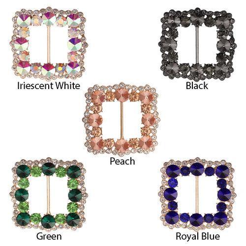 Rounded Square Shiny Diamond Sliding Belt Buckle