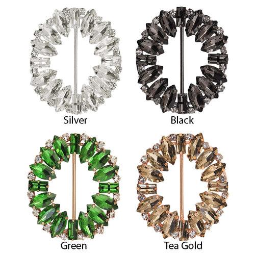 Sparkling Oval Shape Shiny Leaf Diamond Buckle for Clothing