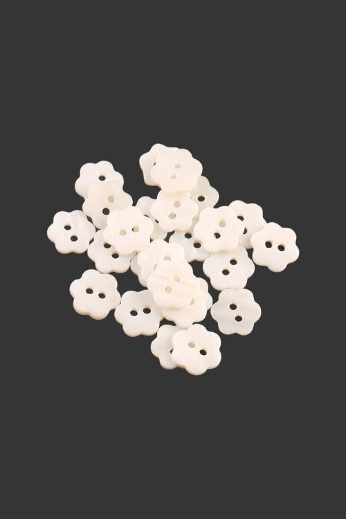 Flower Shape White Colour 2-Hole Decorative Button