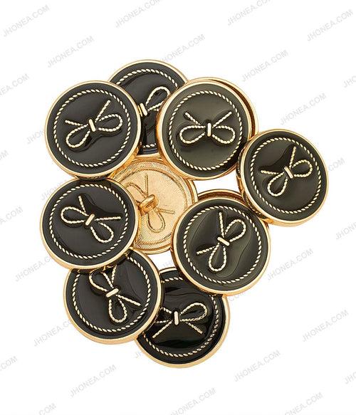 Premium Black & White Bow Design Western Clothing Metal Buttons