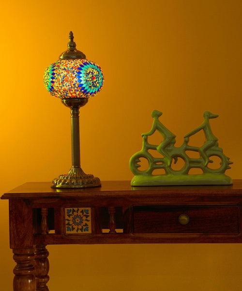 Glow Round Table Lamp – Assorted Globe Turkish Design with Golden Base