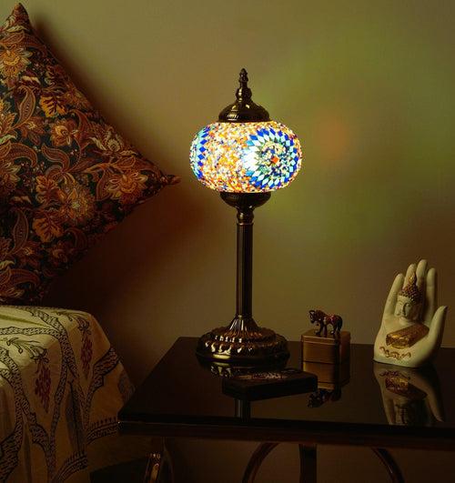 Glow Round Table Lamp – Assorted Globe Turkish Design with Golden Base