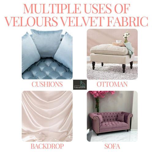 Fabrahome Velours Velvet Solid Dyed Fabric Decorative Soft Smooth Silky Cloth for Sofa, Furnishing, Upholstery, Curtains, Cushions and Craft 100x140 cm