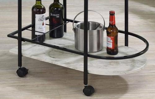 Luxurious 2 Tier Oval Iron Trolley with Marble Shelves - Modern Design