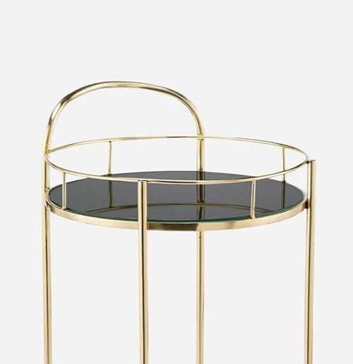 Luxurious Round Trolley with Black Glass Top - 2 Tier Serving Cart