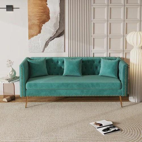 Wooden Twist Opulent Modern Sofa Elegant Velvet Seating 3 Seater Sofa Set