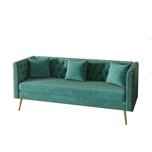Wooden Twist Opulent Modern Sofa Elegant Velvet Seating 3 Seater Sofa Set