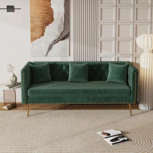 Wooden Twist Opulent Modern Sofa Elegant Velvet Seating 3 Seater Sofa Set