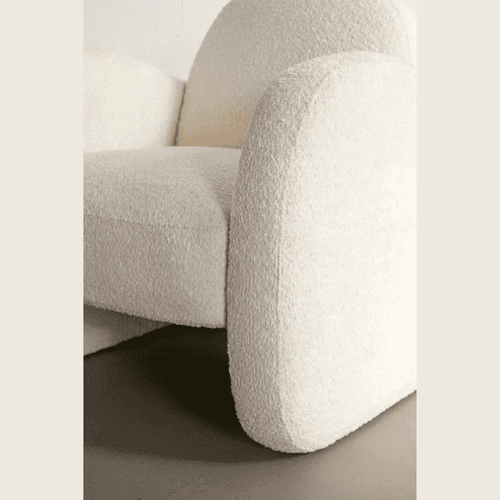 Wooden Twist Locus Cozy Curved Boucle Lounge Armchair with Arch-Shaped Backrest Modern Comfort and Elegant Design