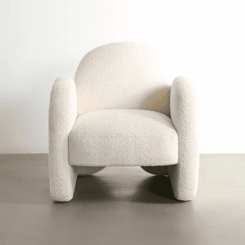 Wooden Twist Locus Cozy Curved Boucle Lounge Armchair with Arch-Shaped Backrest Modern Comfort and Elegant Design