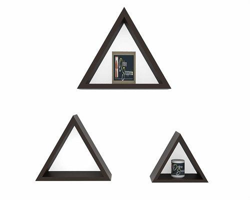 Wooden Twist Ohzzy Triangle Shape MDF Wood Wall Mounted Floating Wall Shelves ( Set of 3 )