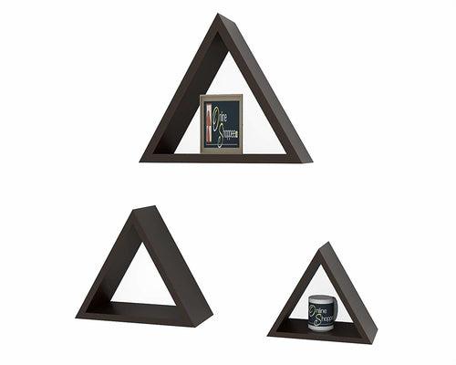 Wooden Twist Ohzzy Triangle Shape MDF Wood Wall Mounted Floating Wall Shelves ( Set of 3 )