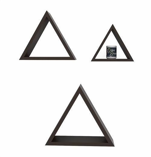 Wooden Twist Ohzzy Triangle Shape MDF Wood Wall Mounted Floating Wall Shelves ( Set of 3 )