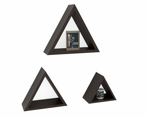 Wooden Twist Ohzzy Triangle Shape MDF Wood Wall Mounted Floating Wall Shelves ( Set of 3 )