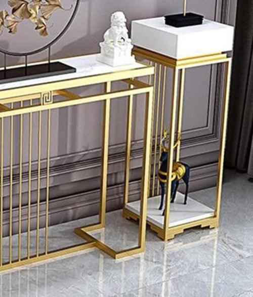 Luxurious Modern Console Table Set with White Marble Top - 3-Piece Set