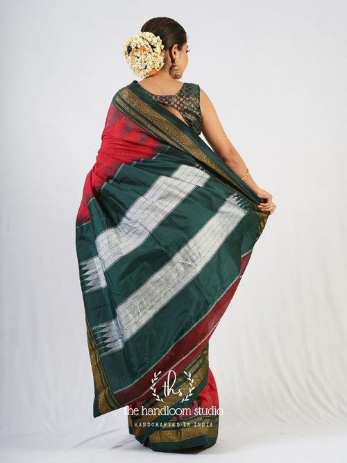 Red cotton silk ilkal saree