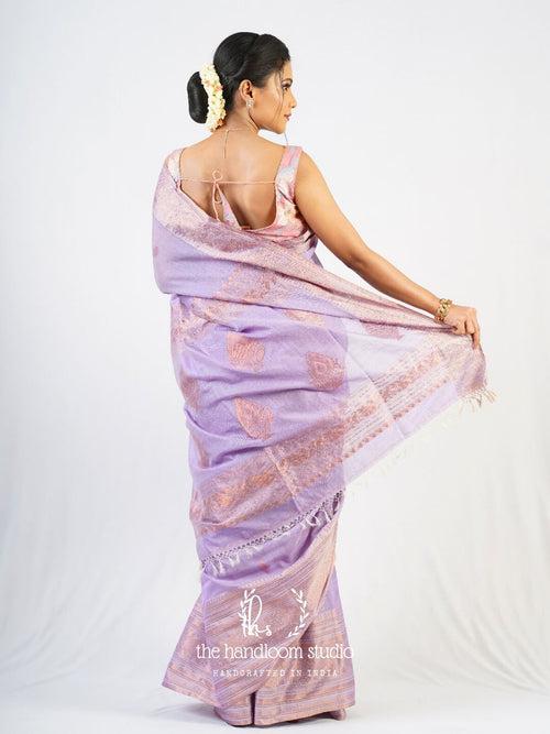 Lavender cotton jamdani saree