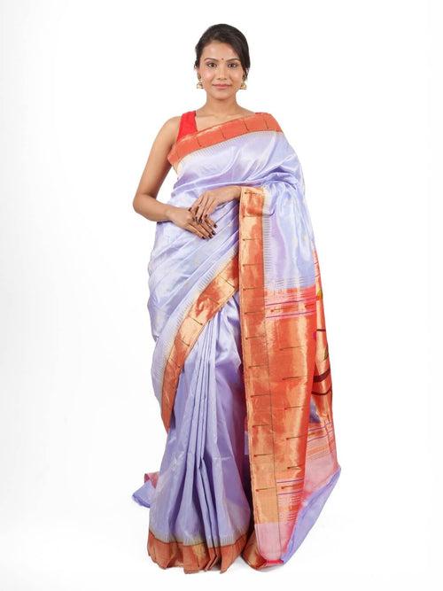 Lavender silk paithani saree