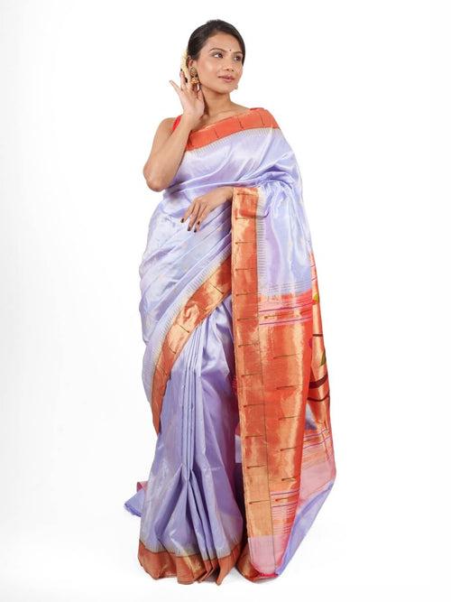 Lavender silk paithani saree