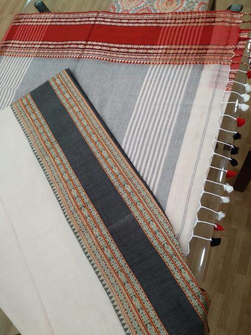 Offwhite cotton handloom saree