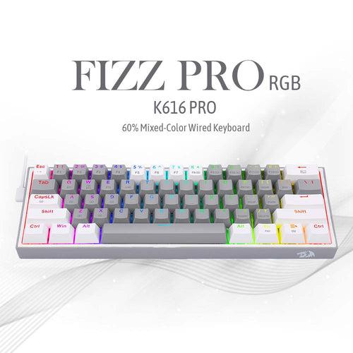 (RENEWED) FIZZ PRO K616 - 60% Wired+2.4Ghz+BT Mechanical Keyboard Grey and White (Red Switch)