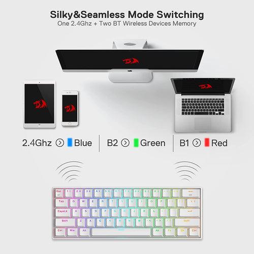 Draconic Pro K530 Pro - 60% Bluetooth+2.4Ghz+Wired Mechanical Keyboard White (Red Switch)