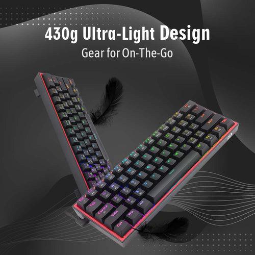 (RENEWED) FIZZ PRO K616 - 60% Wired+2.4Ghz+BT Mechanical Keyboard Black (Red Switch)