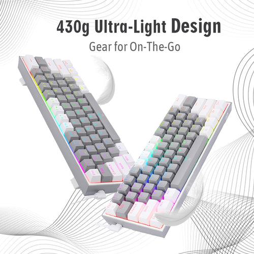 Unboxed Fizz K617 - 60% Wired Mechanical Keyboard Grey And White (Red Switches)