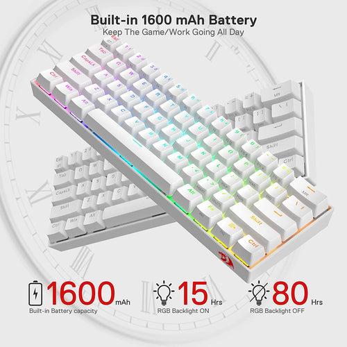 Draconic Pro K530 Pro - 60% Bluetooth+2.4Ghz+Wired Mechanical Keyboard White (Red Switch)