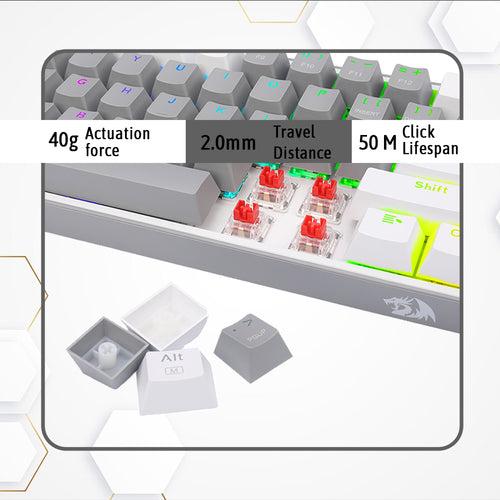 Unboxed Fizz K617 - 60% Wired Mechanical Keyboard Grey And White (Red Switches)