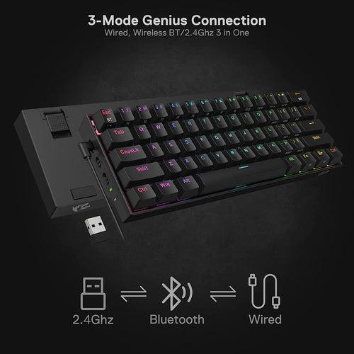 DRACONIC PRO K530 PRO - 60% BLUETOOTH+2.4Hz+WIRED MECHANICAL KEYBOARD (BROWN SWITCH)