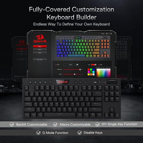 (RENEWED) HORUS K621 TKL Wired+2.4G+BT MECHANICAL KEYBOARD (RED SWITCH)