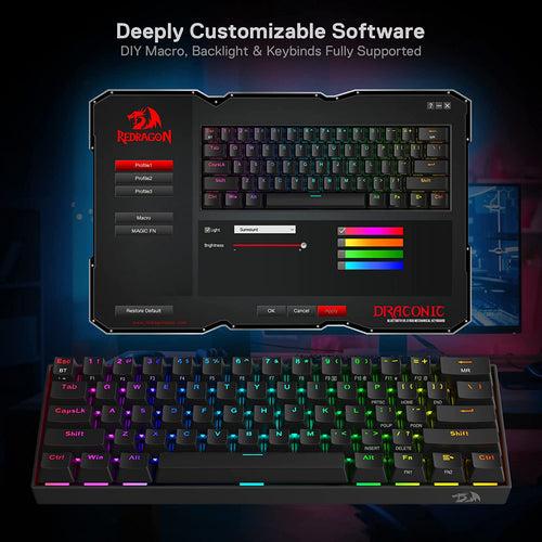 DRACONIC PRO K530 PRO - 60% BLUETOOTH+2.4Hz+WIRED MECHANICAL KEYBOARD (BROWN SWITCH)